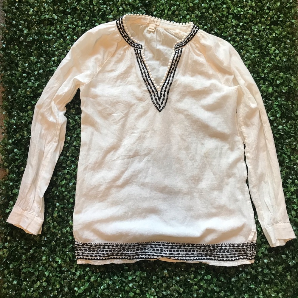 J Crew tunic or swim cover up XXS with embroidery